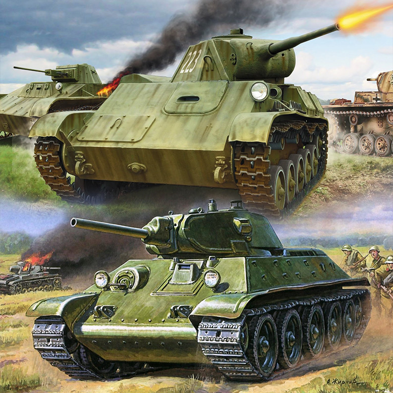 Совјетски лаки тенк Т-70 и средњи тенк Т-34-76