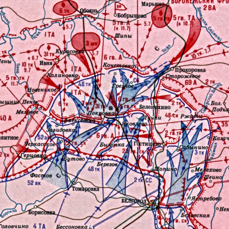 Karta borbenih djelovanja Belgorodsko-Kurski pravac

