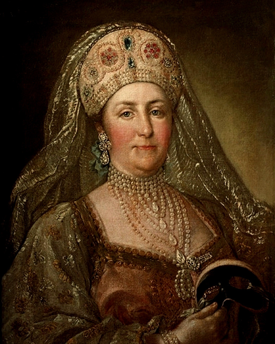 Stephan Torelli. 'Portrait of Catherine II of Russia wearing an old Russian dress'