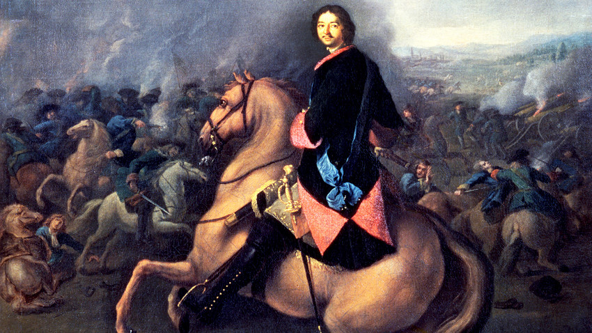 ‘Pedro I en la batalla de Poltava’, obra de Johann Gottfried Tannauer, década de 1710.
