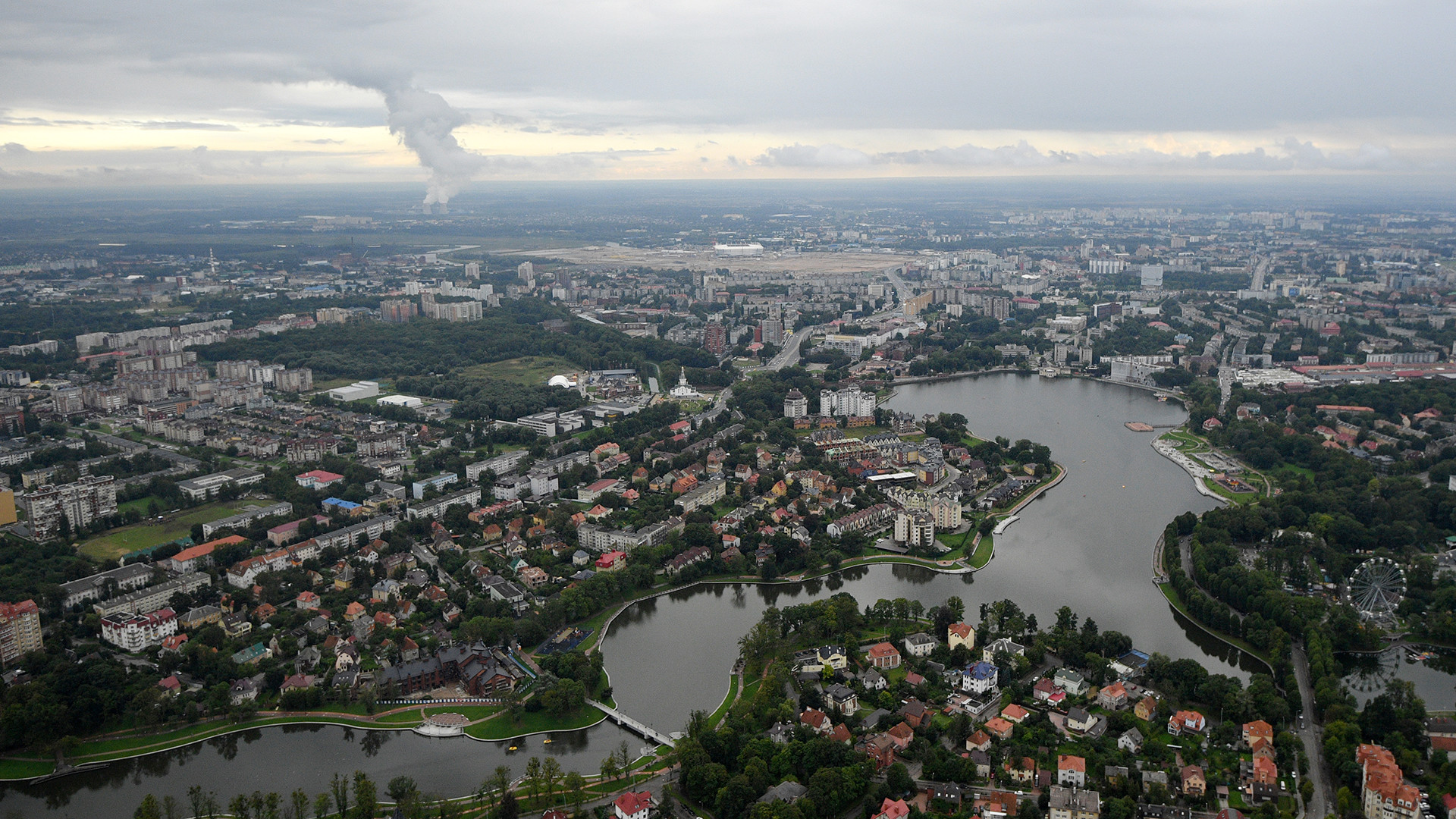 The panoramic view on Kaliningrad and Oktyabrsky island