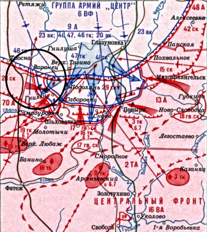 Карта операције на правцу Гњилец-Тепло