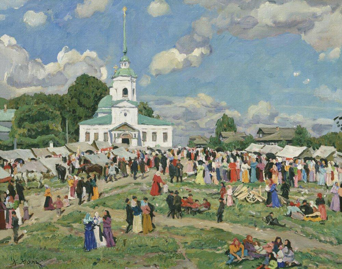 Celebração rural. Região de Tver, Konstantin Iuon, 1910