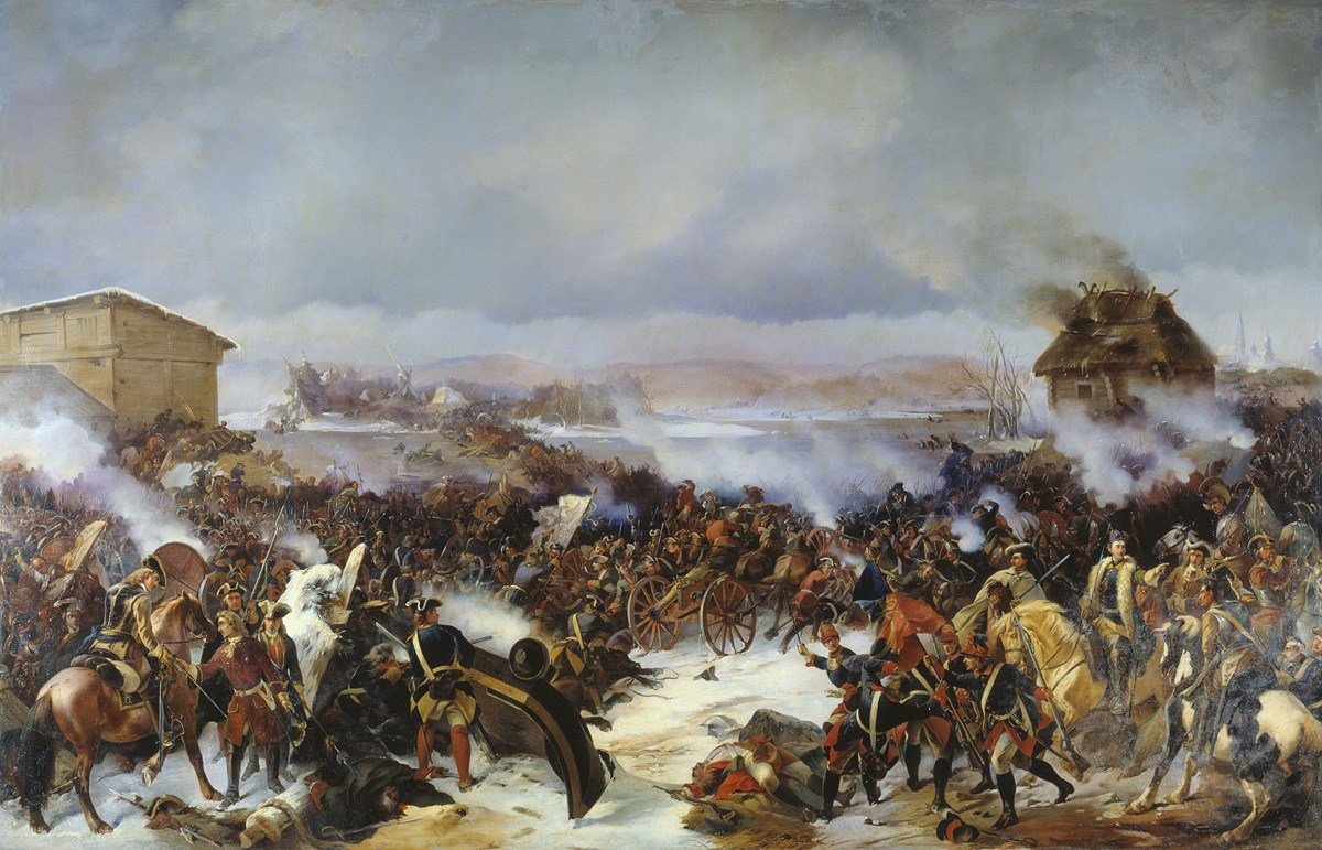 Слика А. Е. Коцебуа „Битка код Нарве“.