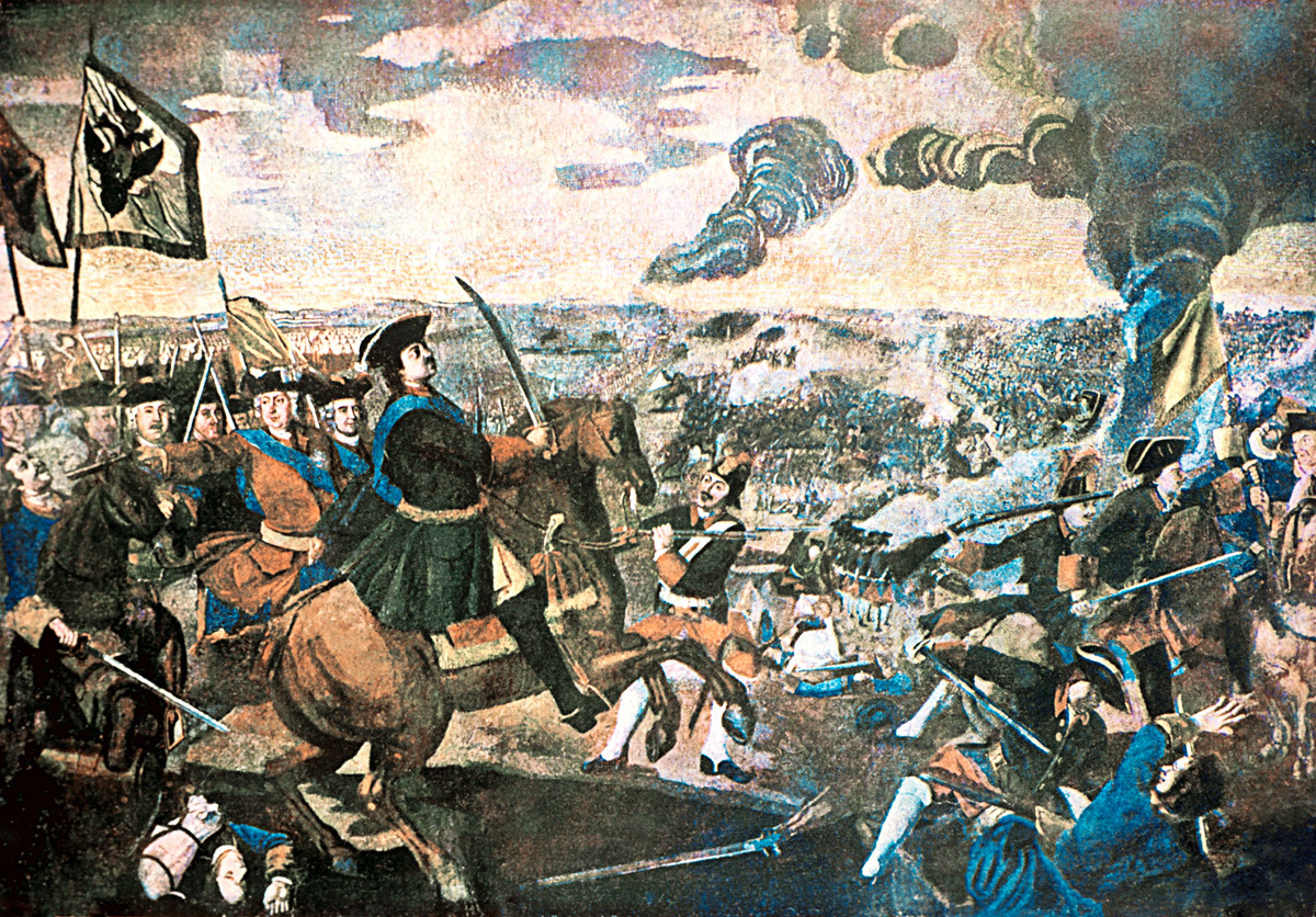 La battaglia di Poltava, mosaico di Mikhail Lomonosov