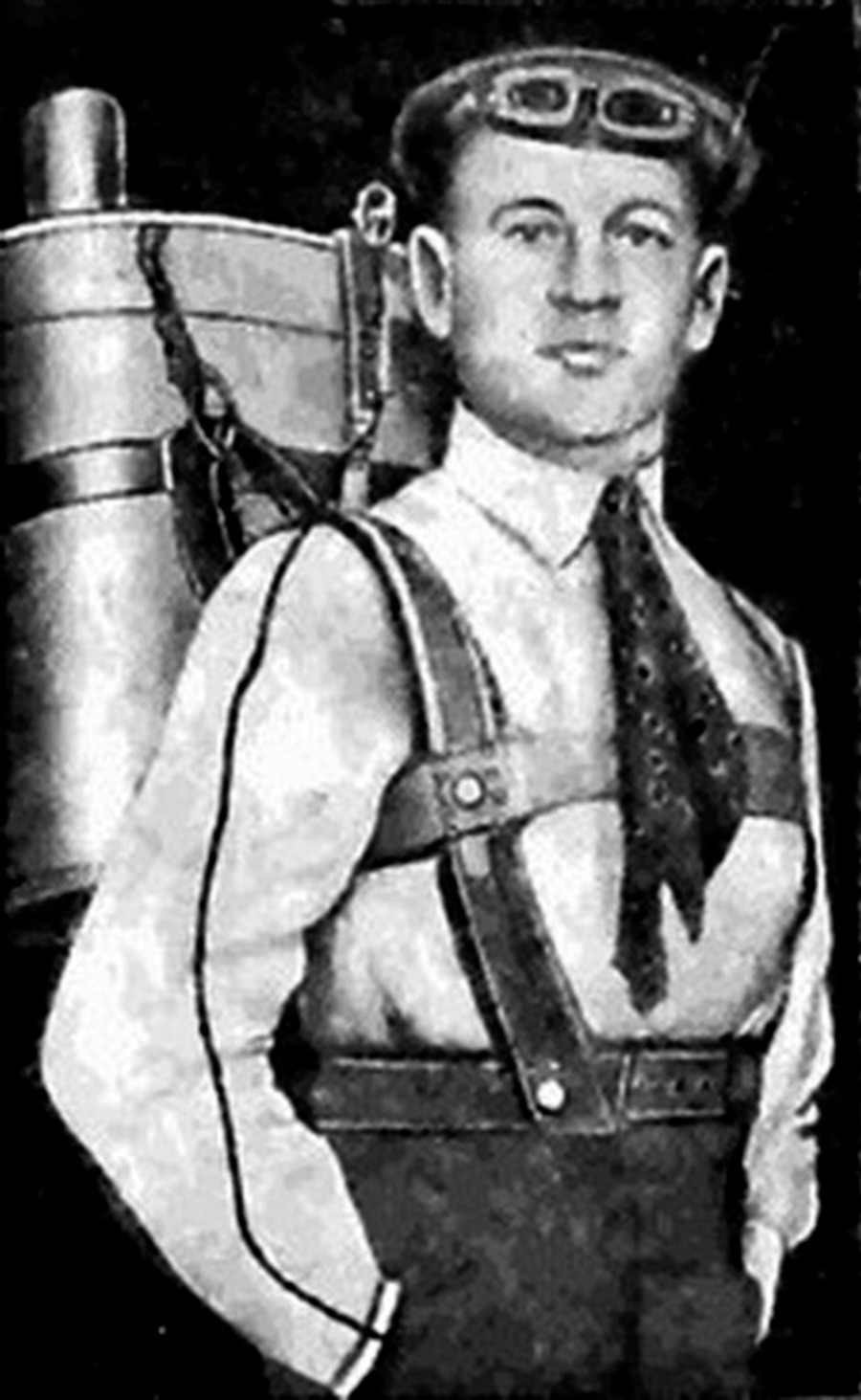 Gleb Koteljnikov s padobranom na leđima.

