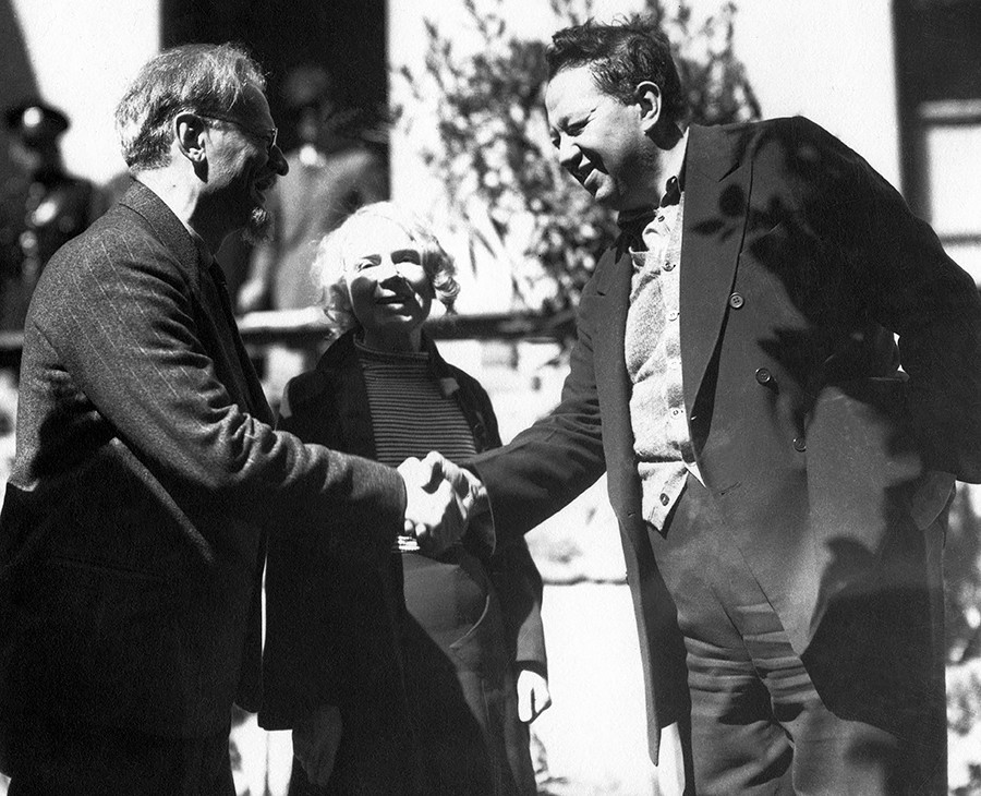 Leo Trotzki (l.), seine Frau Natalja Sedowa und Diego Rivera in der Mexiko-Stadt, 9. Januar 1937. 