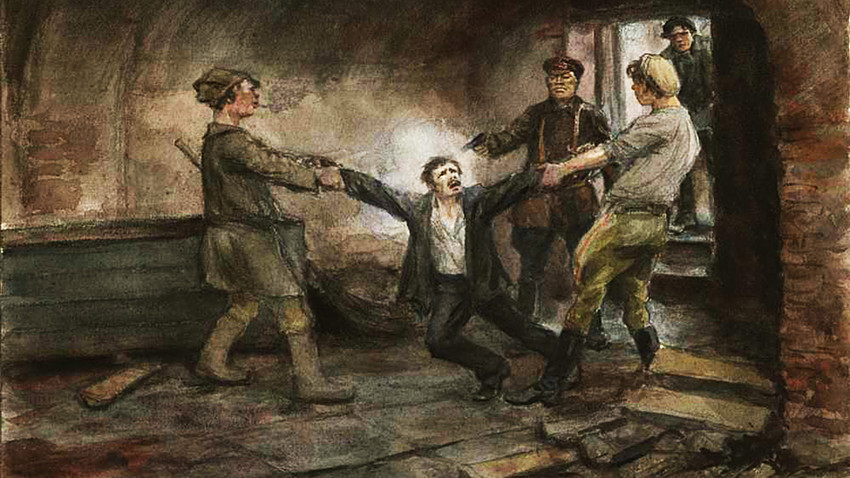 "In the basements of the Cheka" by Ivan Vladimirov (1919)