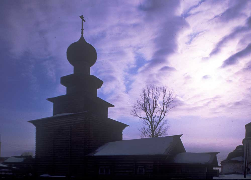 Church of the Prophet Elijah, winter silhouette. North view. March 3, 1998.
