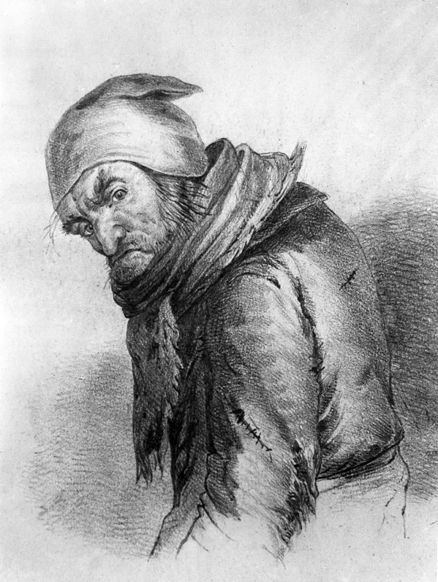 Плюшкин, нарисуван от художника П. В. Боклевский
