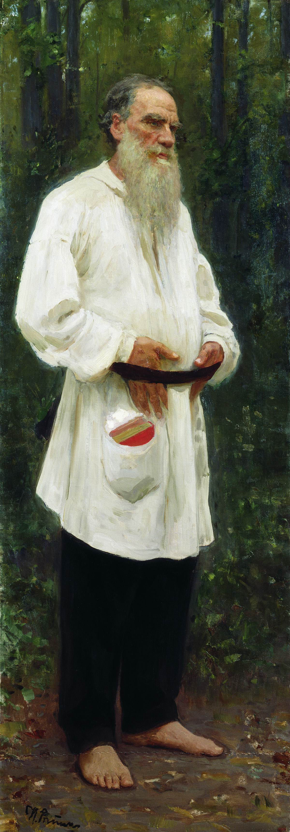 「裸足のレフ・トルストイ」、イリヤ・レーピン、1901年