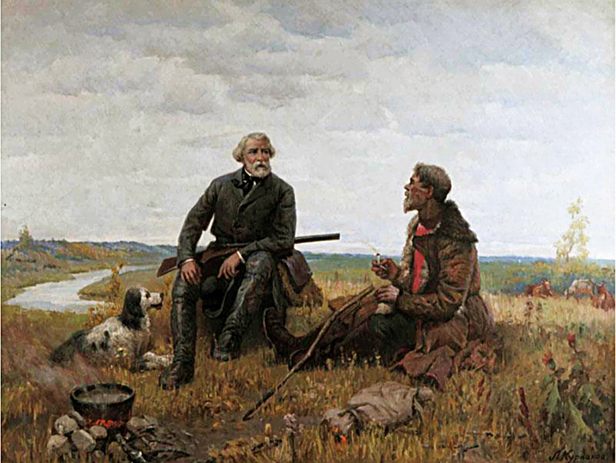 Retrato de Turguêniev em caçada.