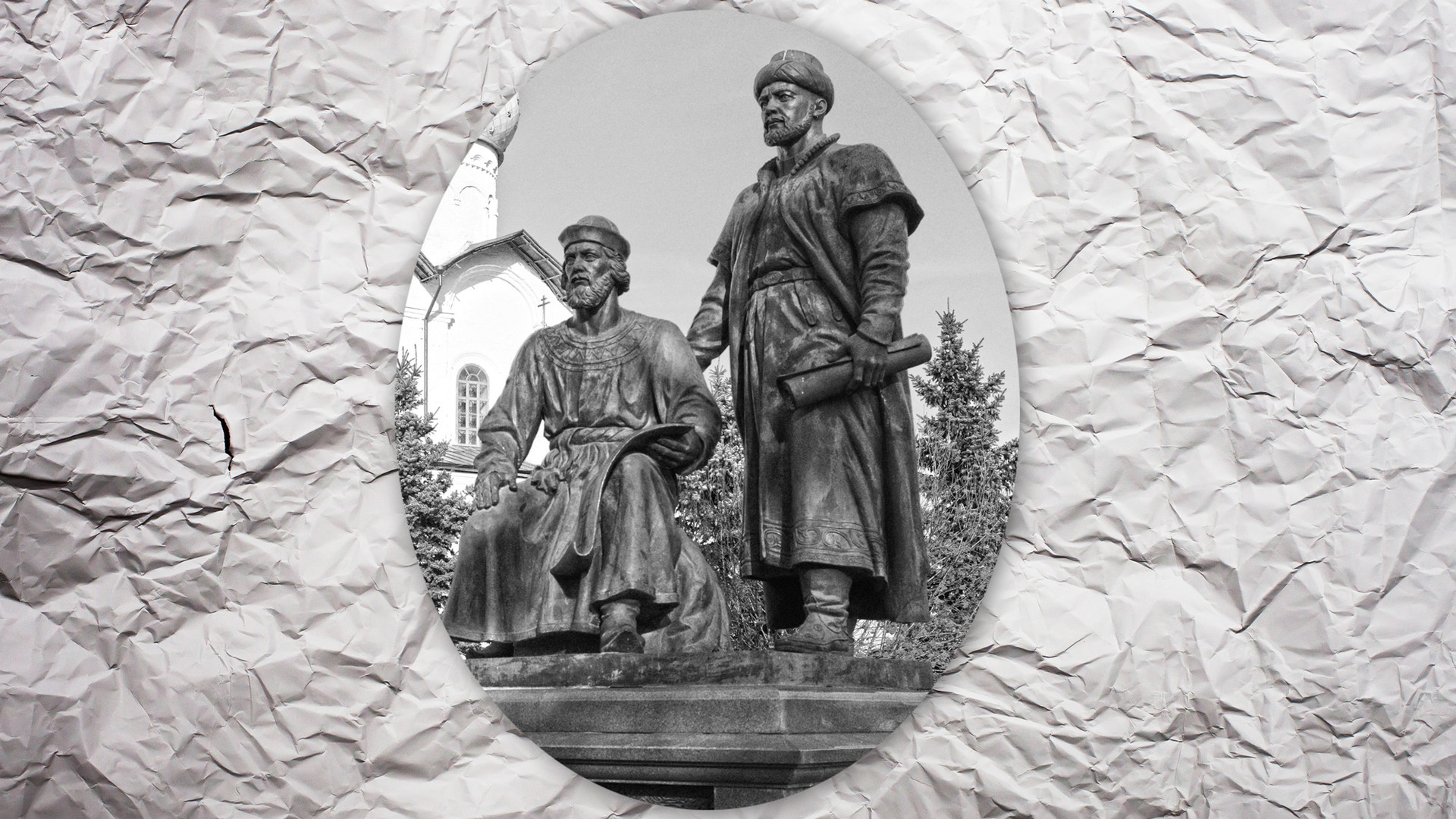 Monument to Postnik Yakovlev and architect Ivan Shiryai in Kazan, Russia.