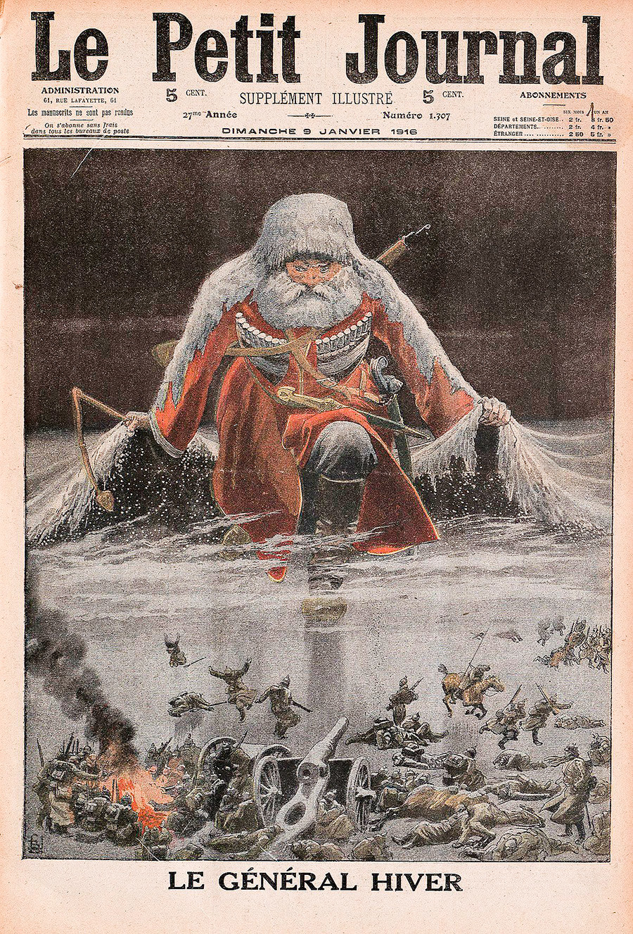 „Генерал зима“ иде на Немце. Насловна страна Le Petit Journal 9. јануара 1916.