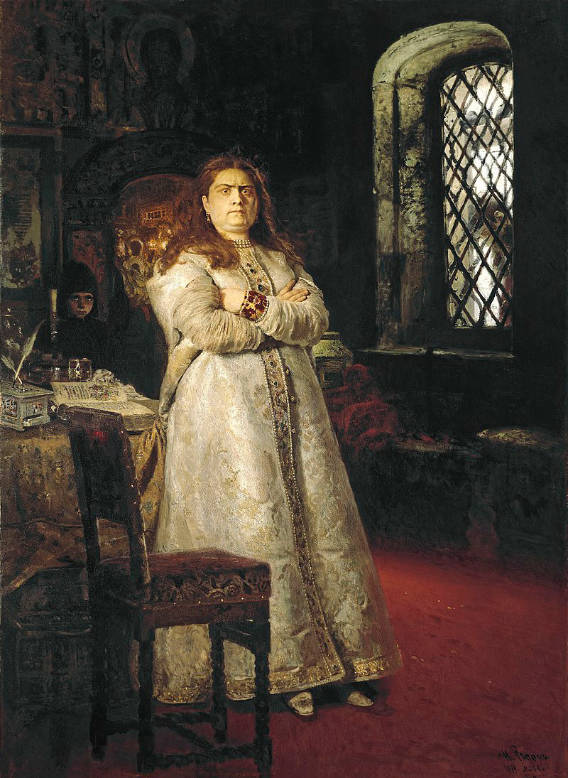 Iliá Repin, ´La zarevna Sofía Alekséievna durante su reclusión en el Monasterio Novodévichi´ (1879)