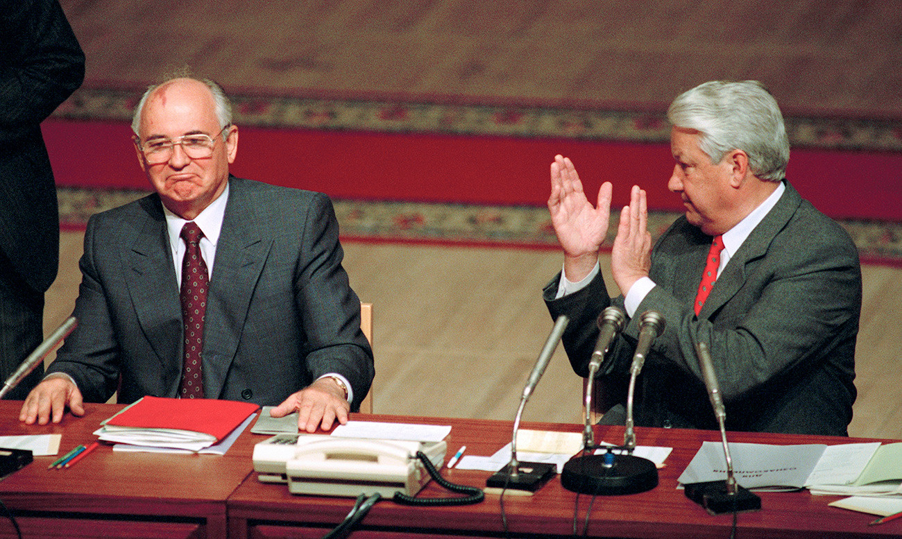 Gorbachov (a la izquierda) y Yeltsin.