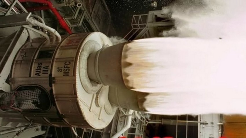 Testiranje raketnog motora RD-180 u pogonu ruskog poduzeća za proizvodnju motora NPO "Energomaš".