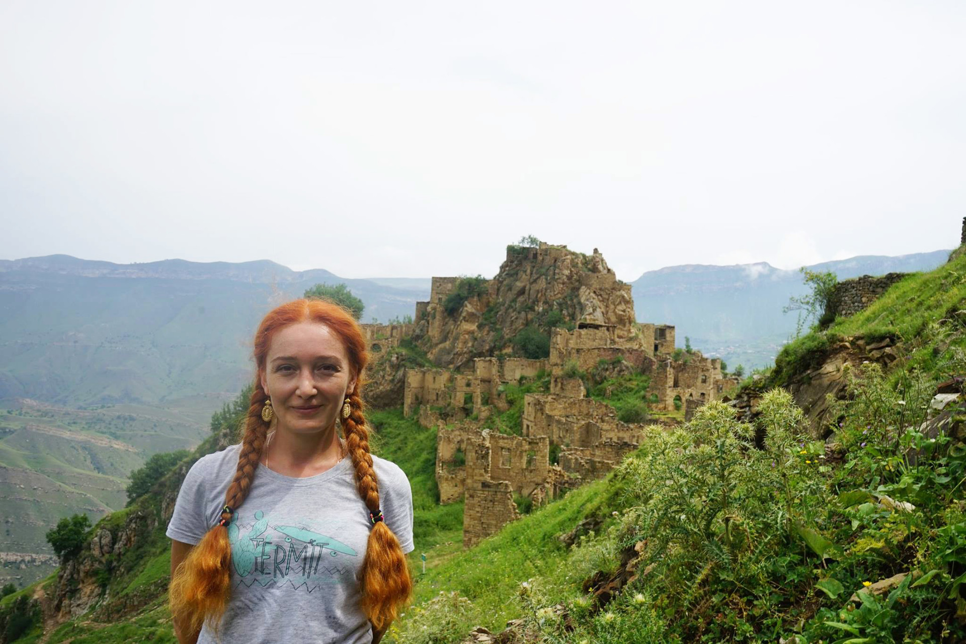 Albina is an artist from Makhachkala. She came alone to visit the abandoned ancient village of Gamsutl. Far up in the mountains of Dagestan, it has been dubbed the Dagestani Machu Picchu. Albina came here to get inspired. Her parents are Avar and Dargin - two of the more than 30 peoples of Dagestan.