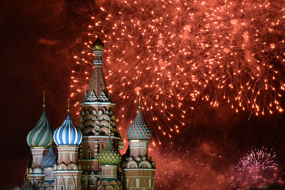 Perayaan tahun baru di Moskow.