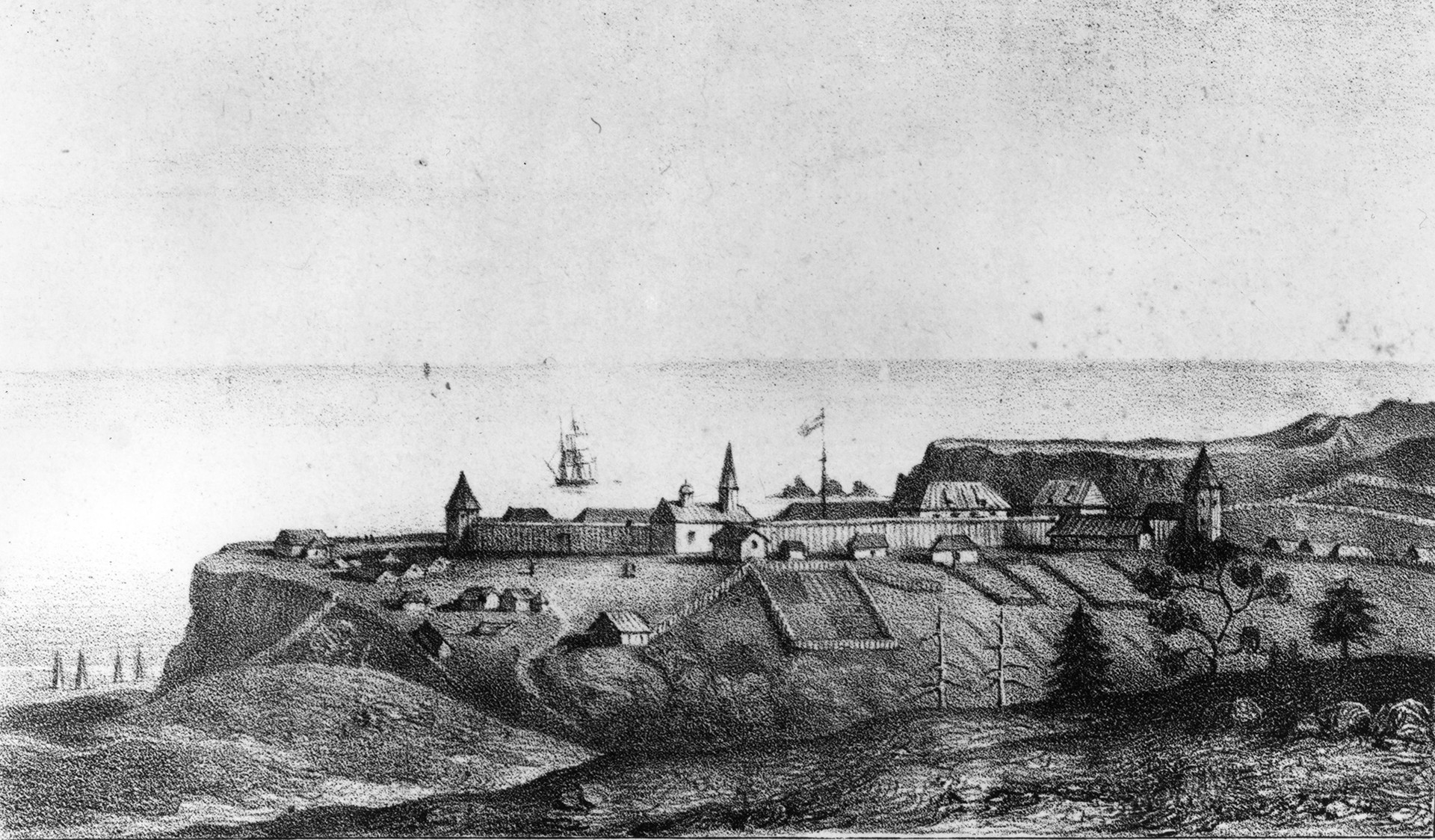Fort Ross on Bodega Bay in 1828