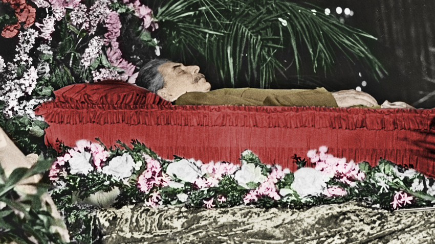 Stalin's body in Mausoleum, 1953.