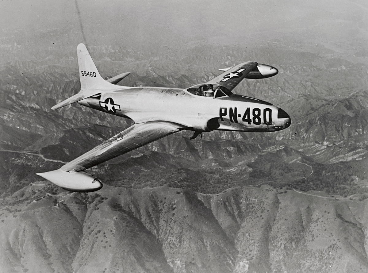 Jet tempur Lockheed P-80B Shooting Star.