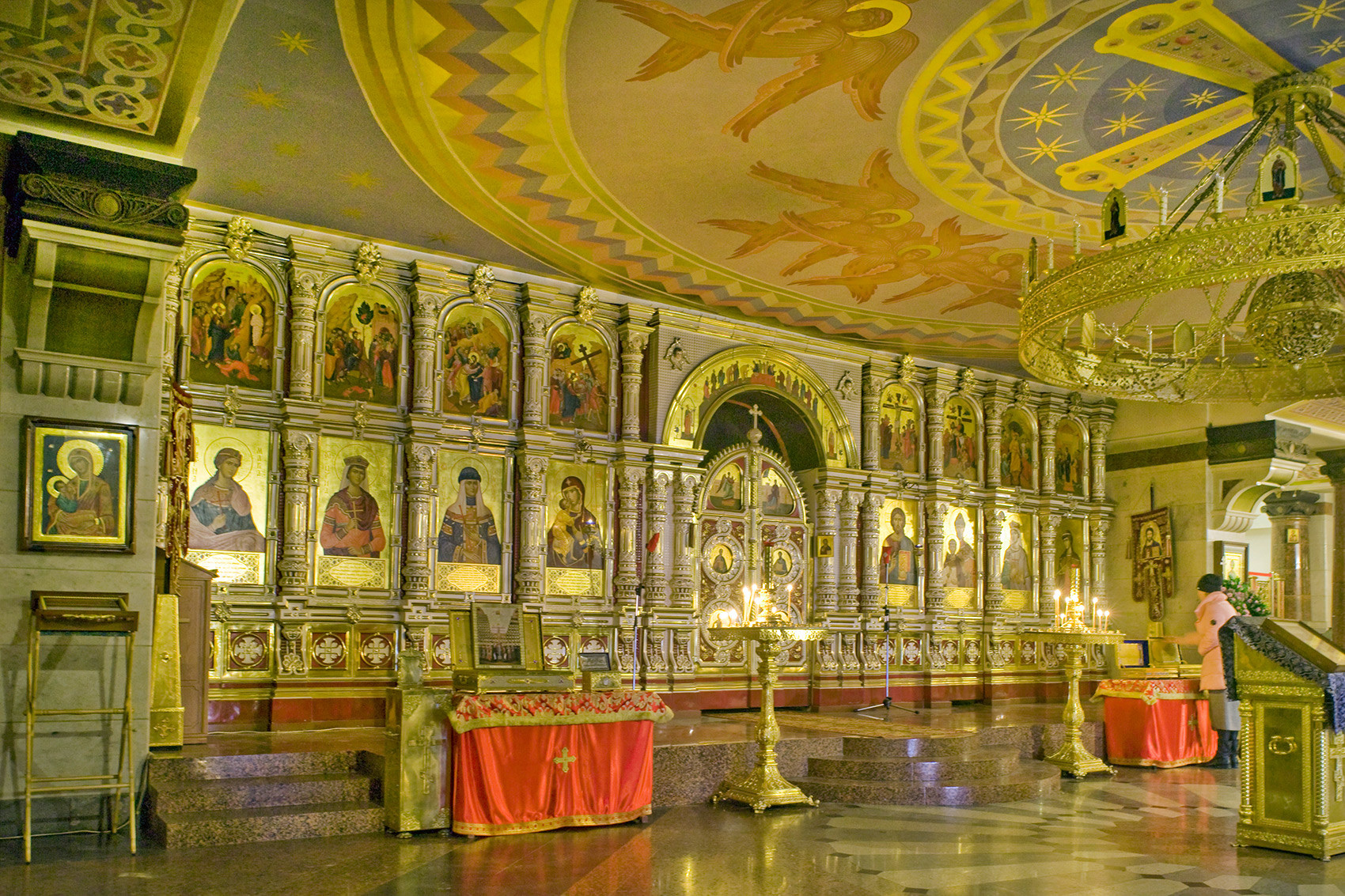Church of All Saints Resplendent in the Russian Land. Interior view of lower church dedicated to the New Martyrs and Witnesses of the Russian Church. April 3, 2017.