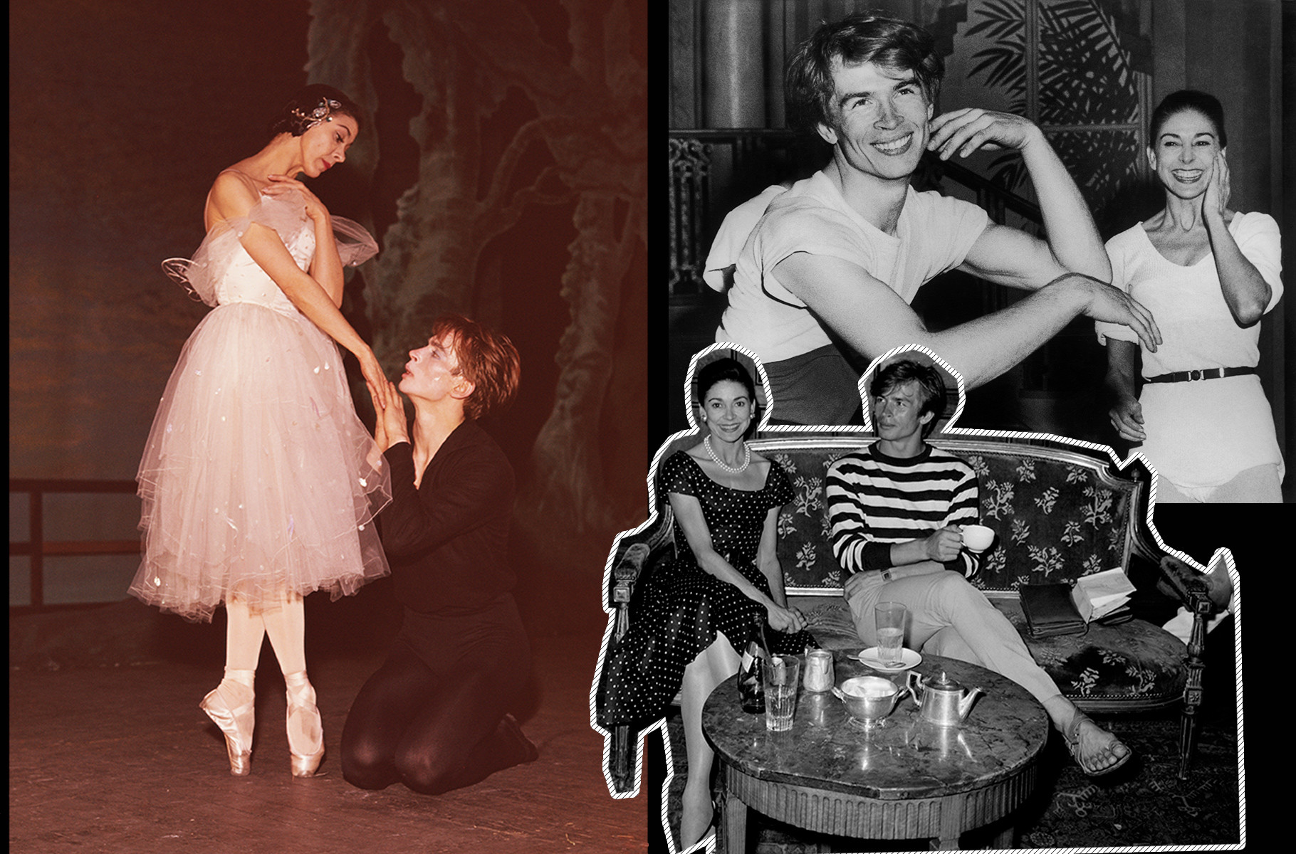 A bailarina inglesa Margot Fonteyn (1919 - 1991) e Nureyev (1938 - 1993) ensaiam 'Giselle' em 1962.
