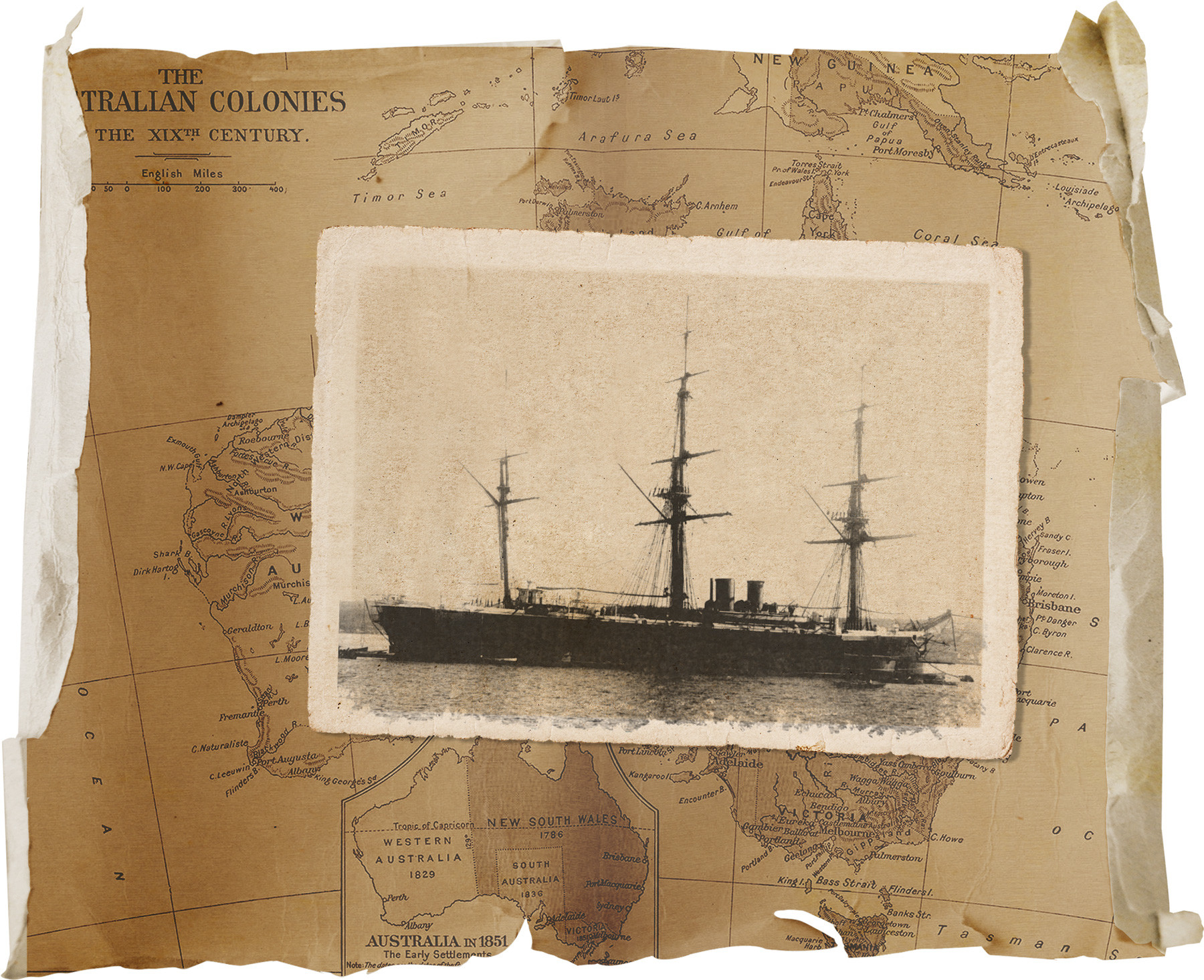 ロシアのコルベット艦、リンダ号。1888年、シドニー。
