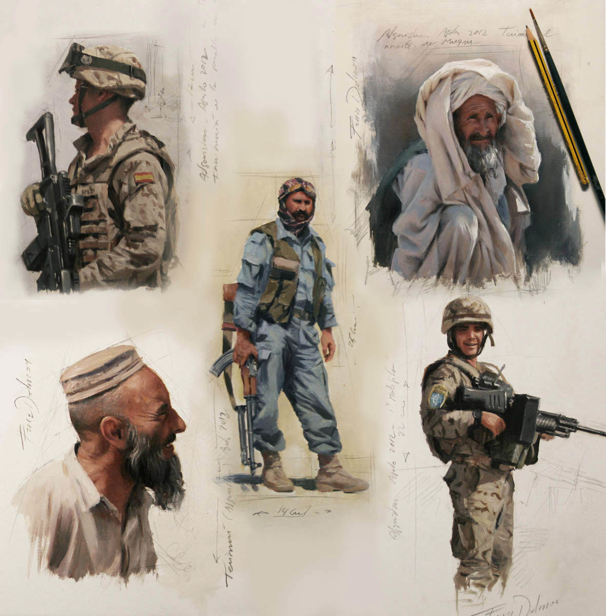 Bocetos elaborados en Afganistán en agosto de 2012.