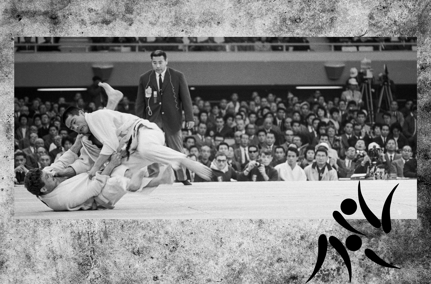 東京。1964年10月12日。試合中の重量級オリンピックチャンピオン、猪熊功。