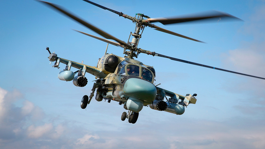 Borbeni helikopter Ka-52 "Aligator" u oblasnoj fazi natjecanja "Aviadarts-2019" u Krasnodarskom kraju.