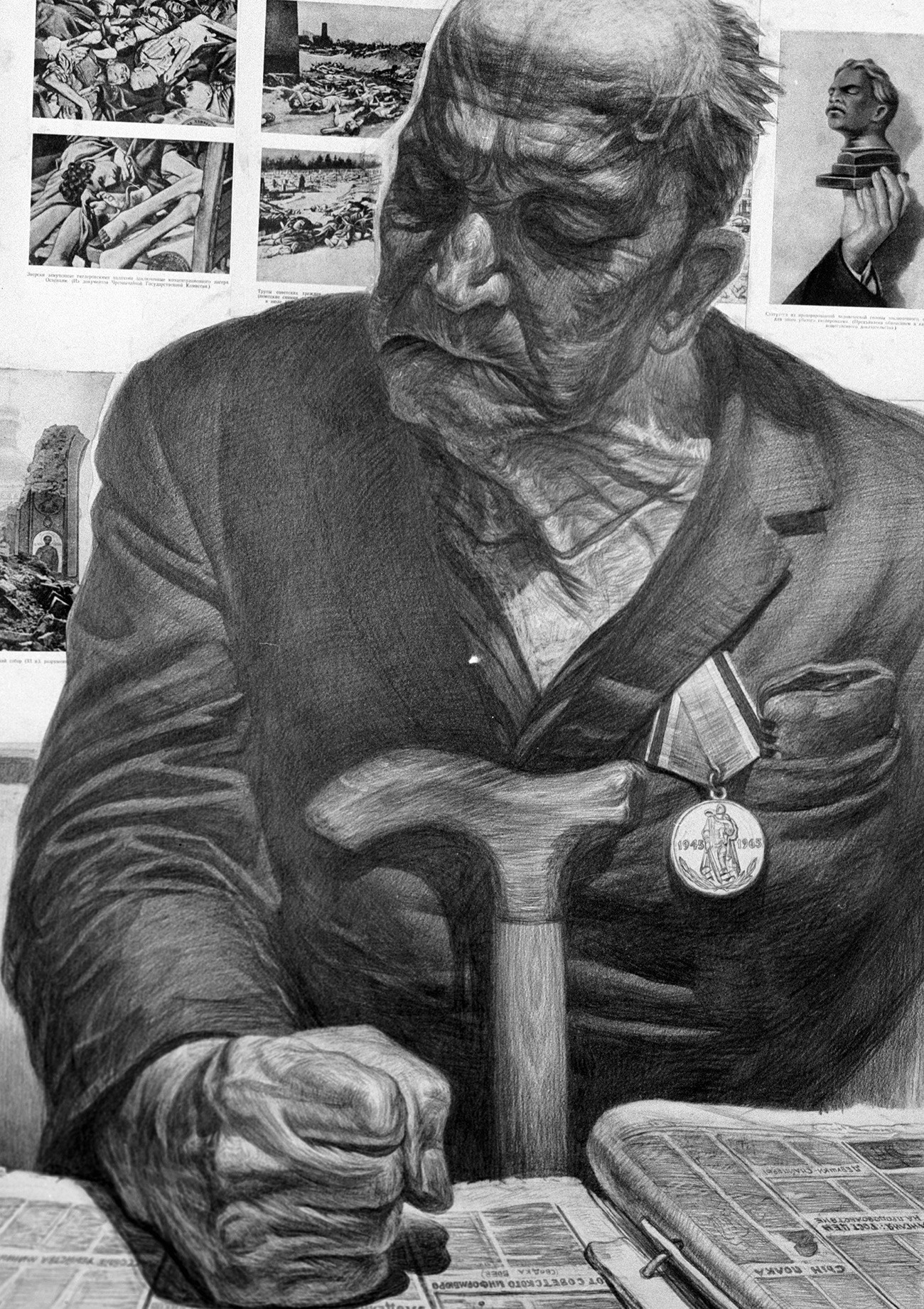 Genadij Dobrov, serija »Avtogrami vojne«. Georgija Zotova iz Moskovske regije so prevzela čustva med branjem časnikov iz vojnih časov.