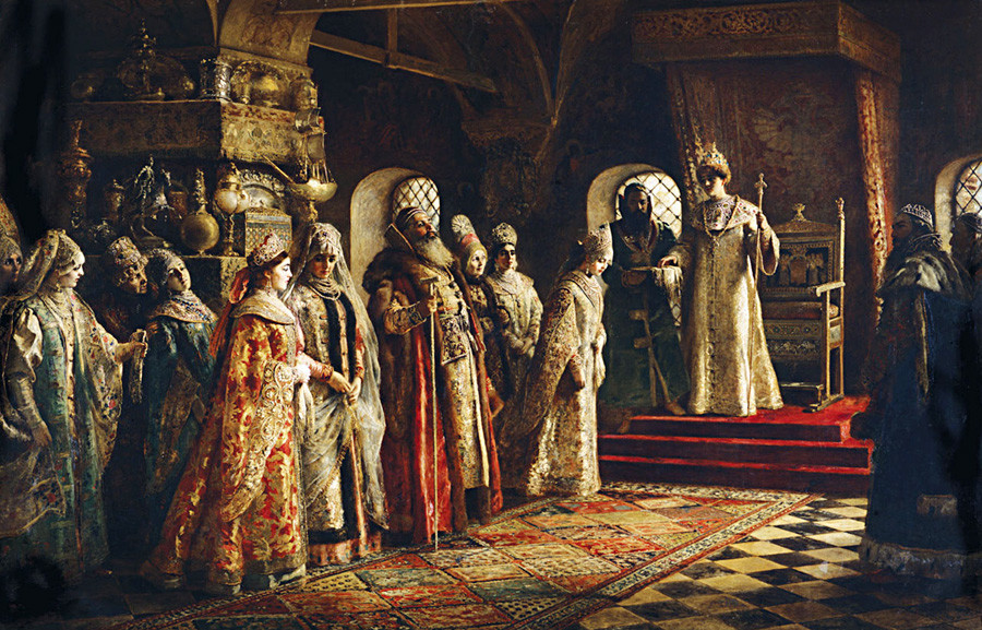 ''Acara mempelai wanita dari tsar Alexey Mikhailovich (Alexis dari Rusia),'' 1886, Konstantin Makovsky.