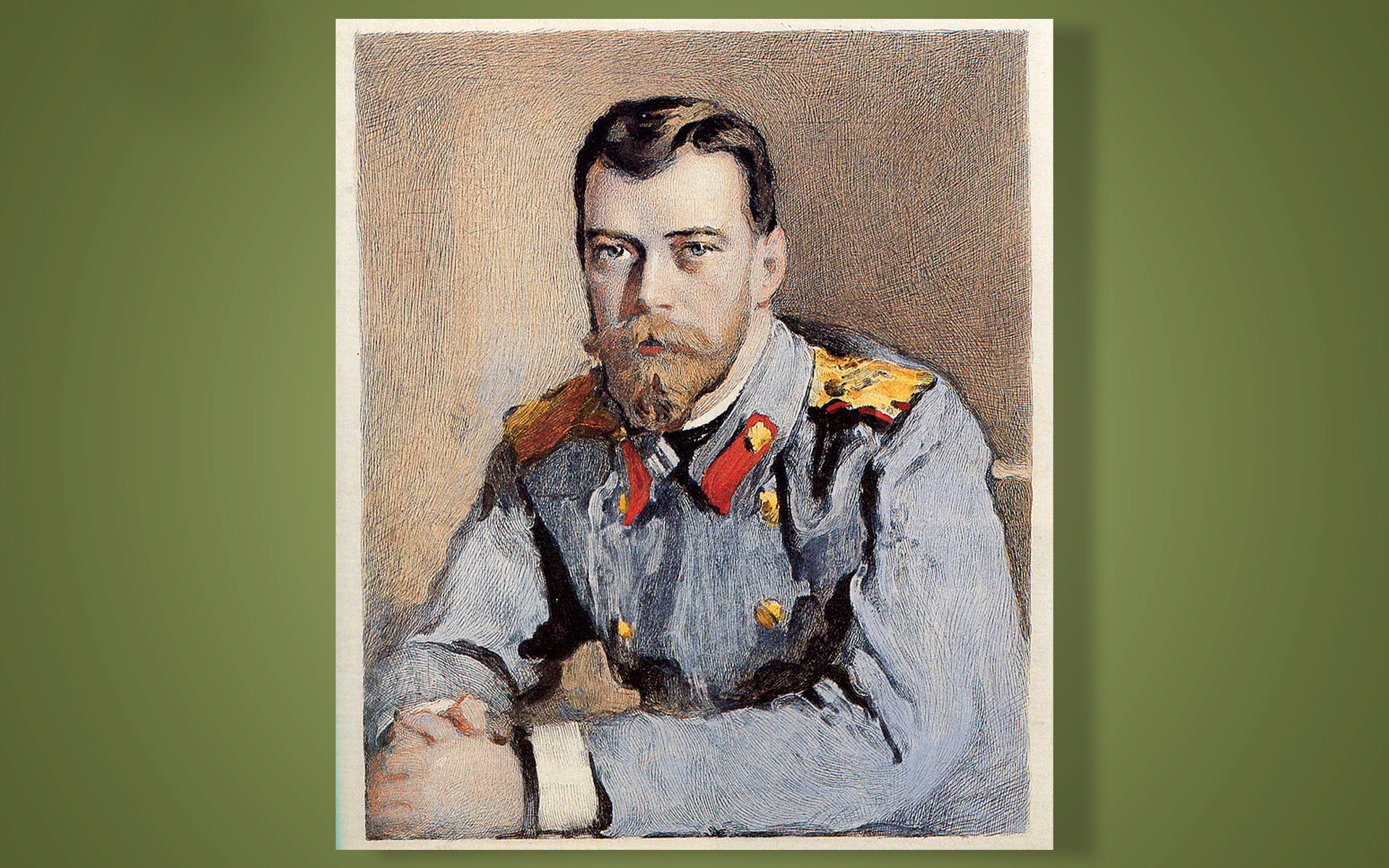 O tsar Nikolai 2° usando uma 