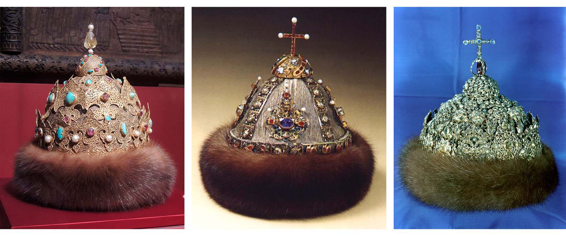 Друге царске шапке (слева надесно): Казањска, Сибирска и Дијамантска