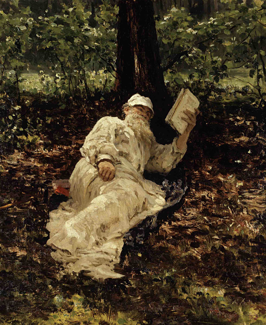 『森で休息するレフ・トルストイ』、1891年