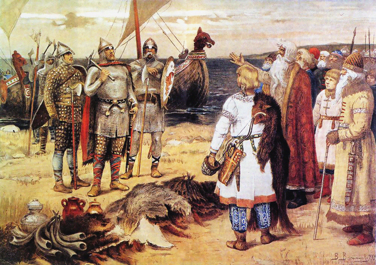 Lukisan ‘Undangan Bangsa Varangia’ oleh Viktor Vasnetsov (1848 – 1926).