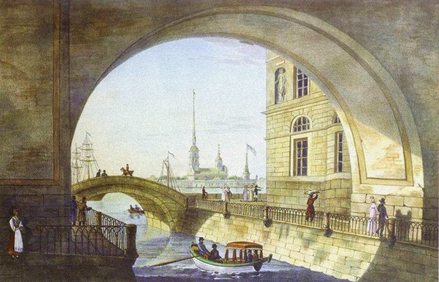エルミタージュ橋。リトグラフ。1820年代。
