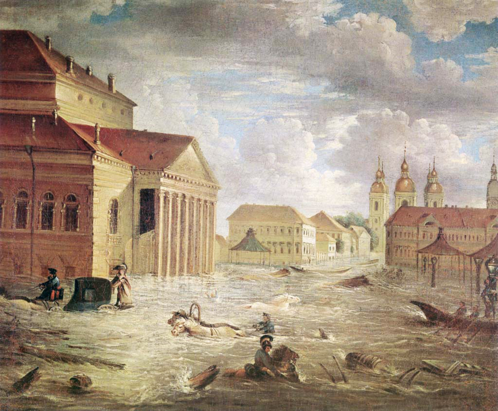 Фјодор Алексејев. Поплава 1824. године на тргу Великог Каменог Позоришта