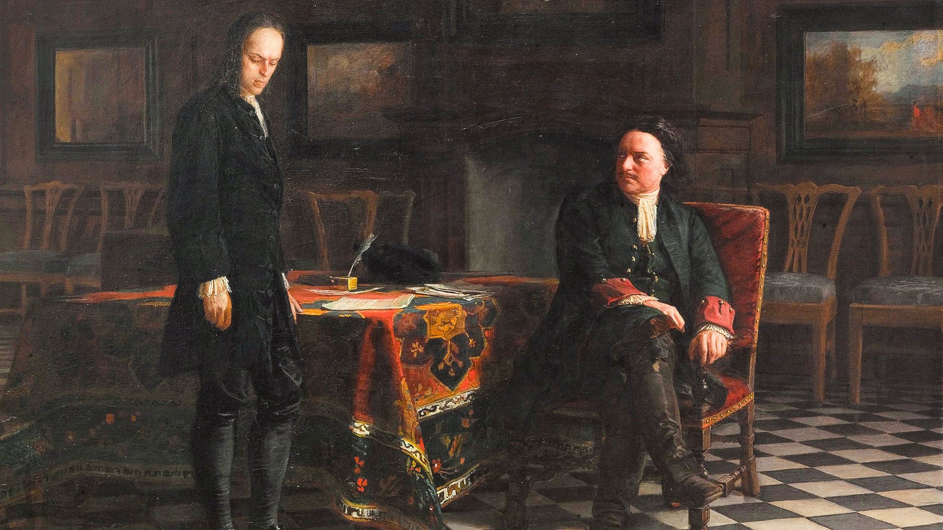 Петар Велики саслушава царевића Алексеја Петровича у Петерхофу, 1871.