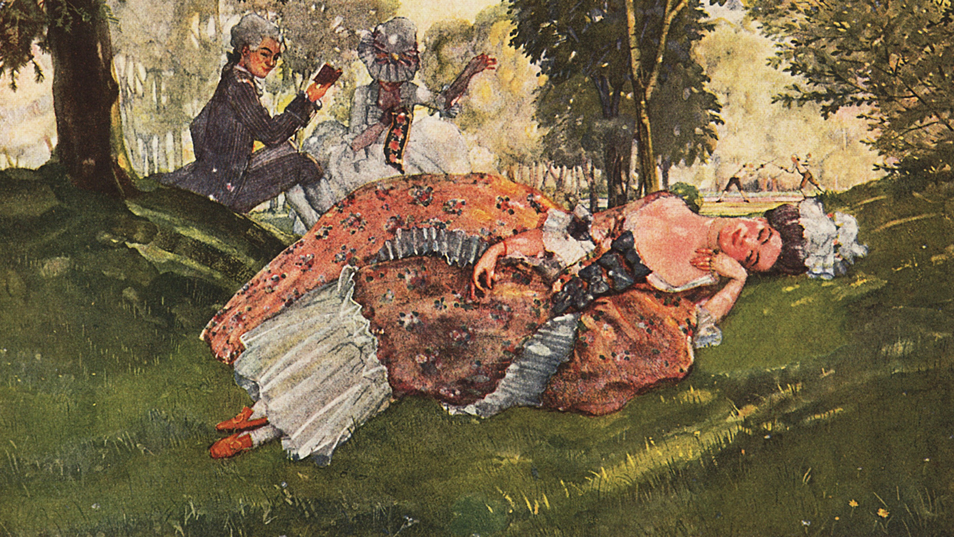 『草上で眠りに落ちた若い女』1913年