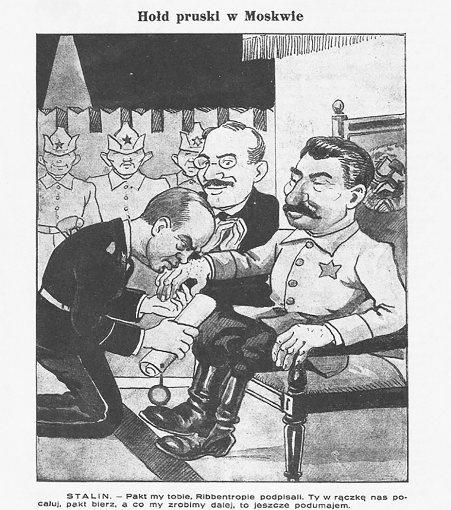 Polish satire of the Ribbentrop-Molotov pact. Cartoon printed in September 1939. 
