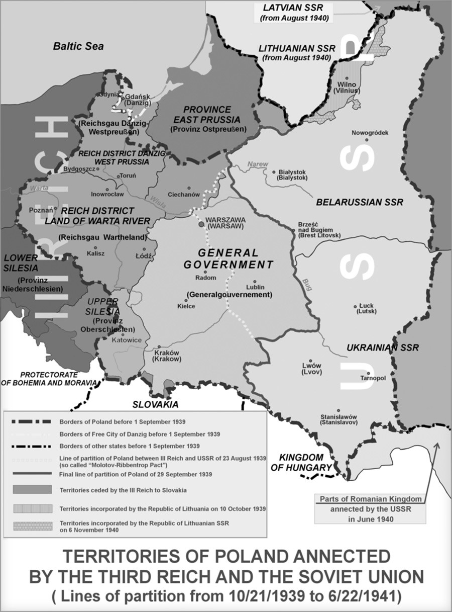 A Polônia ocupada pela Alemanha nazista (Terceiro Reich) e URSS, entre 21 de outubro de 1939 e 22 de junho de 1941.