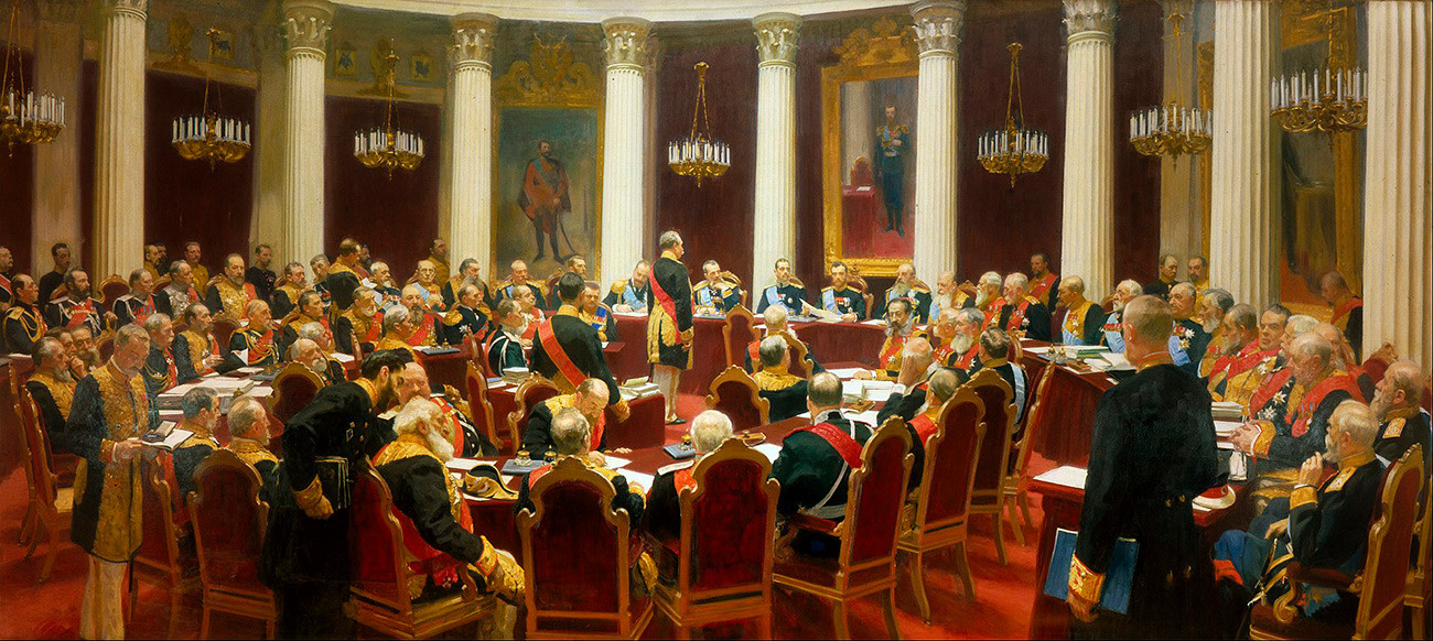 'Ceremonial Meeting of the State Council on May 7, 1901.' Ilya Repin, 1903.