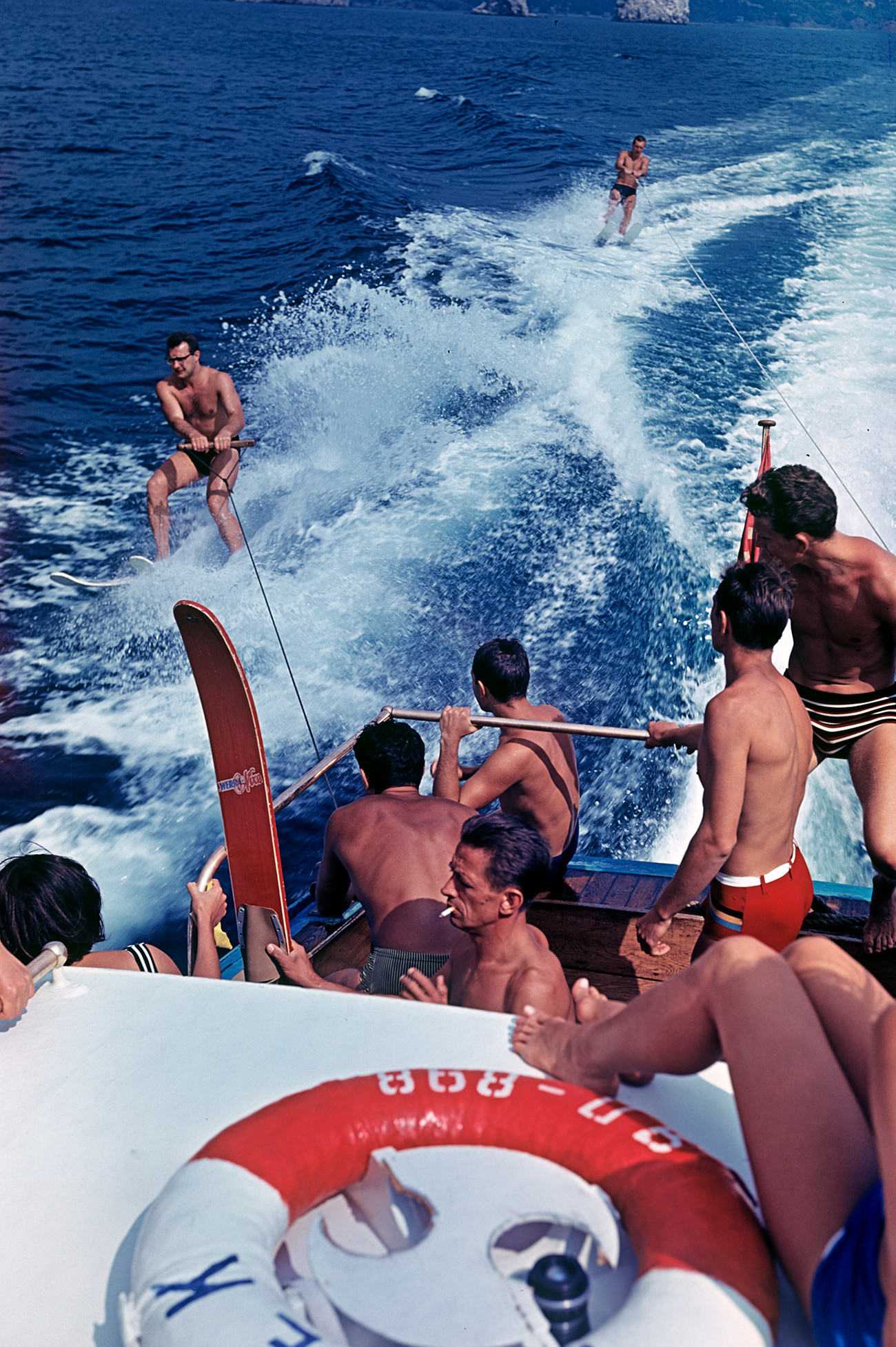 Water skiing, a popular leisure activity at the Sputnik international camp in Gurzuf, Crimea