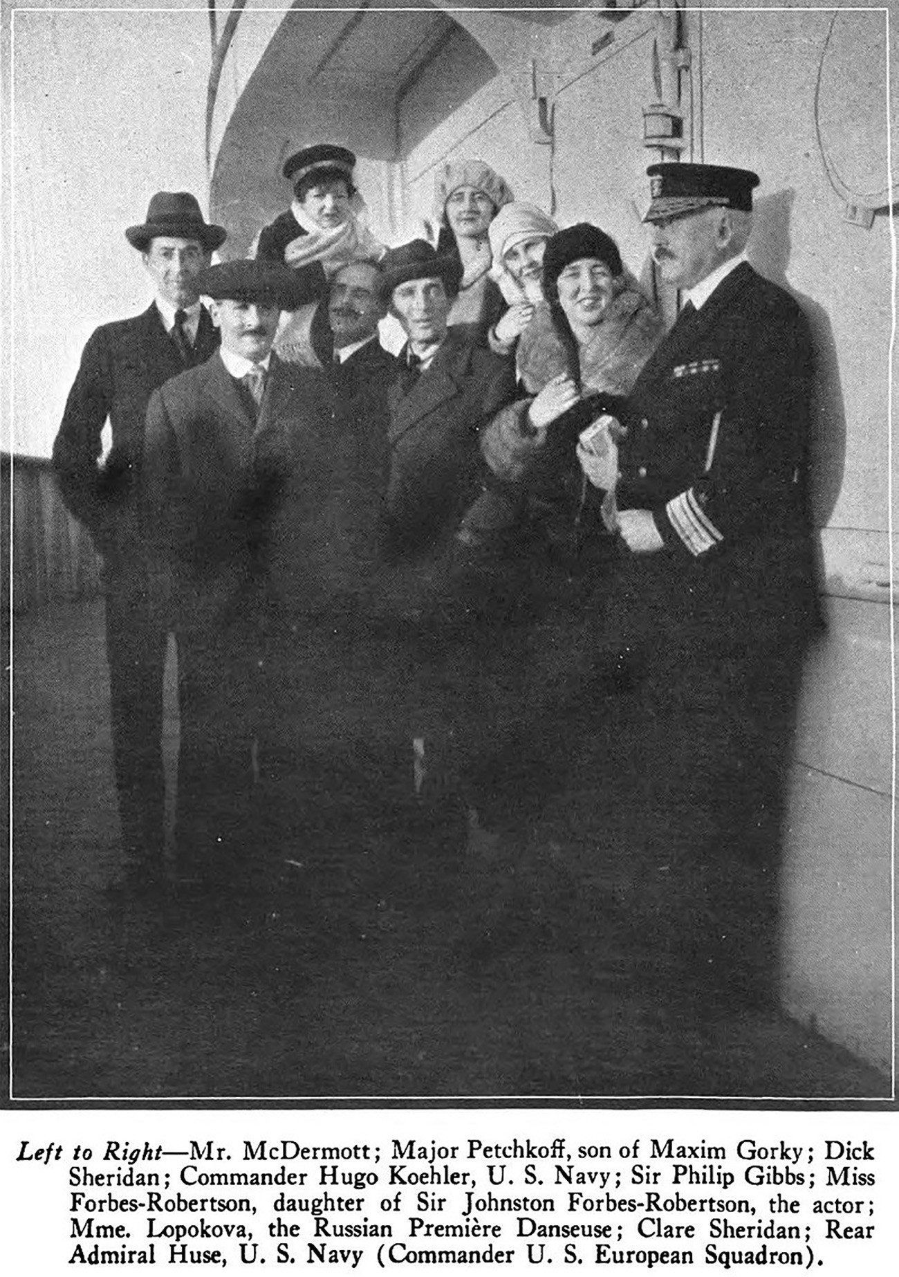 Клер Шеридан, Хуго Кохлер и други, брод „Аквитанија“, јануар 1921.