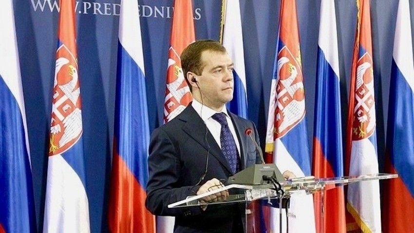 Председник Русиje Дмитриj Медведев током посете Србиje 2009. године