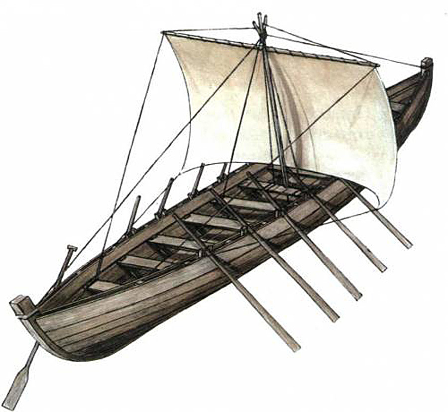 Ушкуј - чамац на весла са једрима.