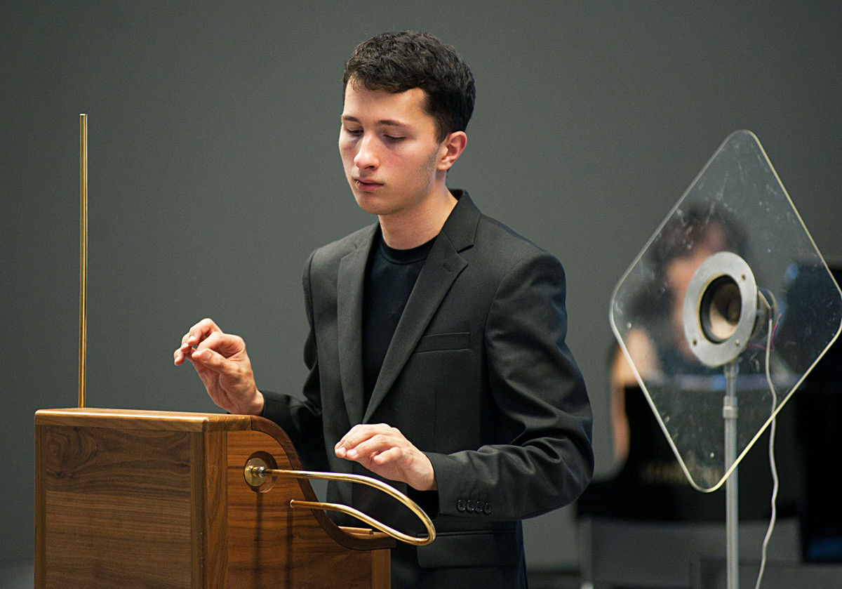 Leon Theremin's great grandson Peter Theremin playing theremin